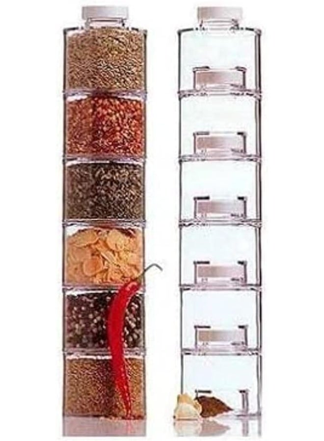 طقم توابل من الاكليريك الشفاف البيورالمكون من ٦ قطع عملية أنيقة يمنح مطبخك لمسة من الشياكة سهل الاستخدام يحافظ على نكهة التوابل ويعرضها بشكل عصري جذاب (Elc) - Image 2